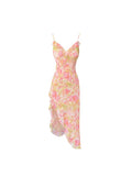 Zingj Women Sexy Backless V-Neck Floral Print Suspender Dress Fashion French Elegant Holiday Party Club Sweet Mini Dress 2023 Summer 211-0-Outfit