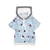 Japanese Summer Kawaii Long T-shirt Women Star Print Cute Salior Collar Harajuku Graphic T Shirts Y2k Aesthetic Tee