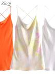 Summer Slip Dress Women 2023 Tie Dye Satin Short Woman Dresses Strappy Sexy Backless Strap Mini Dress Club Party