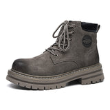 Zingj Martin Boots Male 2023 New Autumn And Winter With Velvet British Style Men's Shoes Overalls Low Top Leather Boots