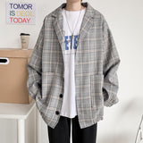 New Hong Kong Style Plaid Jacket Women's Autumn Korean Version Of The Original Sufeng Men's Loose And Thin Casual