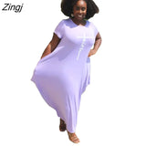 Women Letter Printed African Dress For Women 2023 Summer Short Sleeve O-Neck Dress Casual Loose Maxi Long Dresses