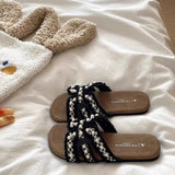 Sense Of Romantic Gentle Wind Pearl French Lazy Holiday Cool Slippers Women Summer Wearing A Word Slippers