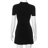 Black Front Hollow Out Mini Dress-Outfit
