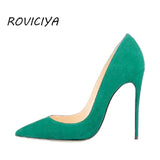 Women Pumps for Wedding Pointed Toe Sexy High Heels Shoes 8 cm 10 cm 12 cm Stilettos Green Pinkycolor plus size RM002