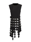 Zingj 2024 New Fashion Round Neck Sleeveless Round Piece Splicing Design Sense Tassel Advanced Sense Pure Color Top