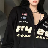 Vintage Embroidery Drawstring Oversized HoodieOutfit