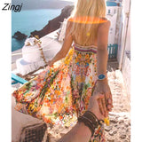 Women BOHO Dress Fashion Casual Sundress Sleeveless Floral Slit Long Party Prom Summer Beach Maxi Dress Women Beauty
