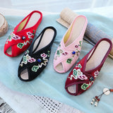 Zingj Embroidered Cloth Shoes Cloth Art Outside Wear Slippers Summer Cool Drag National Wind Retro Xiangyun Fish Mouth Women's