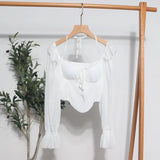 Spice Girls Shoulder-Mounted Neck With Long-Sleeved Chindal Wooden Ear-Deared Shirt Short With Chest Cushion Top