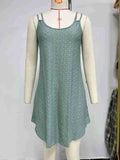 Zingj Summer New Round Collar Sleeveless Solid Color Casual Sling Dress Female-Outfit