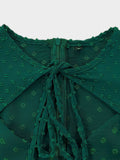 Solid Green Flare Vintage Dresses Women Fashion Slim Mini Sundress Elegant Chic Puff Sleeve Swing Bohemian Dresses