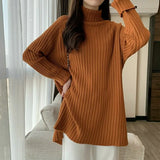 Zingj New Fall / Winter 2023 Retro Lazy Wind Coat With A Long-Sleeved Knit Bottom Turtleneck-Outfit