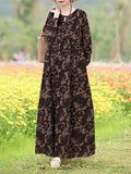 Women's Floral Printed Dress 2024 ZANZEA Autumn Long Dresses Casual Long Sleeve Maxi Vestidos Female Robe Oversized-Outfit