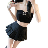 Suit 100-Fold Skirt Women Autumn And Winter 2025 New Lace Splicing Half Skirt A Word Hot Girl Short Skirt