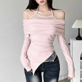 Zingj New Autumn Sexy Hot Girl Personality Niche Street Show Thin Slim Show Shoulder Clothes-Outfit