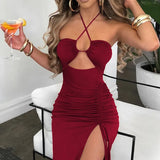 Sleeveless Sexy Female Midi Backless Dresses Slim Night Club Party Women's Dress Bodycon Vestidos Elegantes Para