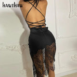Women Summer Sleeveless Backless Bodycon Lace Black Slim Package Hip Dress Sundress 2021 Female Clothing