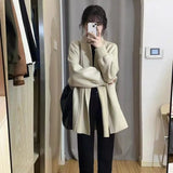 Zingj Version Of Long Knit Sweater Coat Female 2024 Autumn Winter New Add Thick Loose Lazy Wind-Outfit