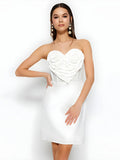 Women's New Sexy Perspective Bra-Smeared Dress Heart-Shaped Large Flower Decorative Dress Skirt