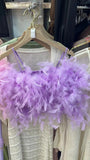 Women's Patched Feathers Camis Crop Top Girls Stretchy Back Sweet Tanks Female Fashion