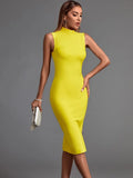 Bandage Dress 2022 New Women's Yellow Bandage Dress Elegant Sexy Evening Club Party Dress High Quality Summer