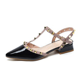 V's New Summer Pointed Sandals Women's Korean Version Of The Empty Rivet High Heel Low Heel