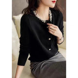 Year Spring And Autumn New Style Small Fragrant Wind Nail Bead Set Diamond Slim Ice Silk Knit Cardigan Female