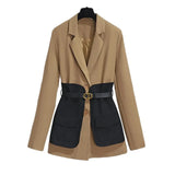 Dress 2025 High-End Temperament High Impact Belt Suit Splicing
