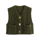 Autumn Street Shirt Fashion Cute Crochet Wool Vest Knitted Thick Knitted Vest Women's