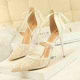 Zingj Sexy Heels Mesh Lace Cut Out