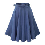 Retro Denim Midi Skirts For Women Clothes Streetwear Ladies Midi Skirts Jeans Casual High Waist A Line Women