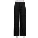 Casual Vintage Green Cargo Pants Women Fashion Cotton High Waist Jeans Army Military Denim Trousers Ladies