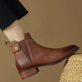 New Soft Skin And Ankle Boots Flat And Bare Boots Round Heel Chelsea