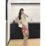 Folds 2025 Spring And Summer New Design Sense To Reduce The Age Of The Thin Explosion Super-Looking Flower Half-Body
