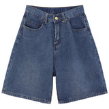 Zingj Hong Kong Style Wide-Leg Denim Shorts Women's Summer 2023 New Loose Straight Leg Five Split Pants High Waist Show Thin