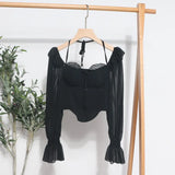 Spice Girls Shoulder-Mounted Neck With Long-Sleeved Chindal Wooden Ear-Deared Shirt Short With Chest Cushion Top