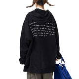 Women Letter Print Grunge Ladies Harajuku Vintage High Street Goth Sweatshirt Ladies Loose Zip Jacket Women's Tops Hoodies