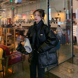 Pu Leather Jacket Bomber Ins Chic Basic Korean Parka Feminina Coat Women Plus Size Puffer Oversize Harajuku Snow