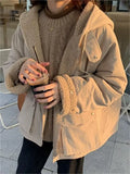 solid color reversible jacket with hood and