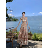 Zingj Suit Temperament Halter Vest Top Female Summer Seaside Vacation Two Sets Of High End Skirt