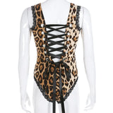 Bandage Playsuit Lace Leopard Black Skinny Body Suit Female Suits Women Sexy Strap Back Lace Bodycon Sleeveless