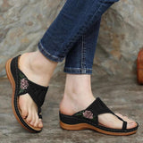 Sandals Women's New 2025 Summer 35-43 Electric Embroidery Clip Toe