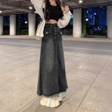 Zingj Denim Skirt Skirt Women's Summer 2023 New Retro Design Sense Minority Show Thin A-Line Long Skirt
