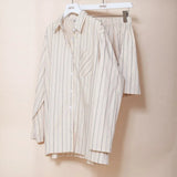 Casual Striped Tracksuits Woman Shorts Set Oversize Shirt High Waist Shorts Two Piece Set 2021 Female