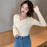 Sexy V neck Sweater Women Sweaters Fashion Jersey Women Winter 2021 Autumn Pullover Women Sweater Jumper Truien