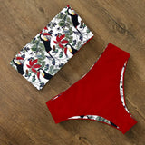2021 Swimwear Swimsuit Women Print High Waist Bikini Set Back Cross Bandeau Bathing Suit Female Beach Wear
