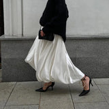 Zingj New 2024 Spring Balloon Dress Is Fashionable, Casual, Simple And Pure Color And Versatile With High Waist-Outfit