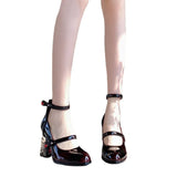 Rose Coarse Heel French Mary Jane Shoes Retro Single Shoes 2025 New Spring And Autumn
