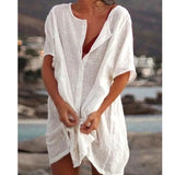Size 8XL Cotton Women's Midi Dress White Oversize Casual Beach Dresses Female 2022 Summer Fashion Loose Shirt Lady
